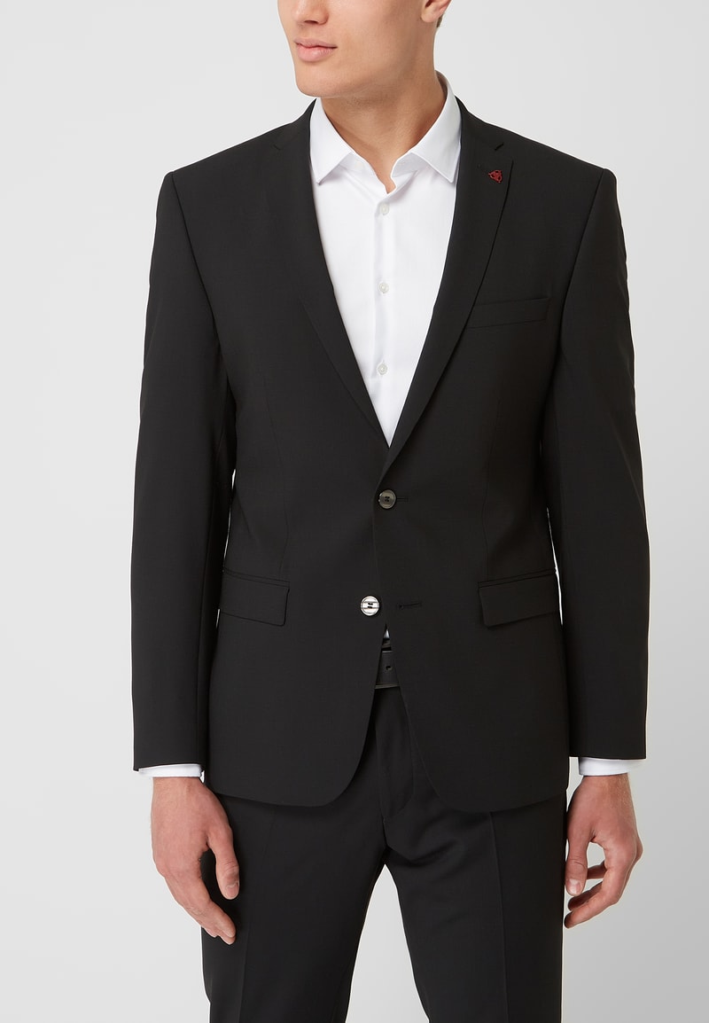 Slim Fit Anzug mit 2-Knopf-Sakko in schwarz