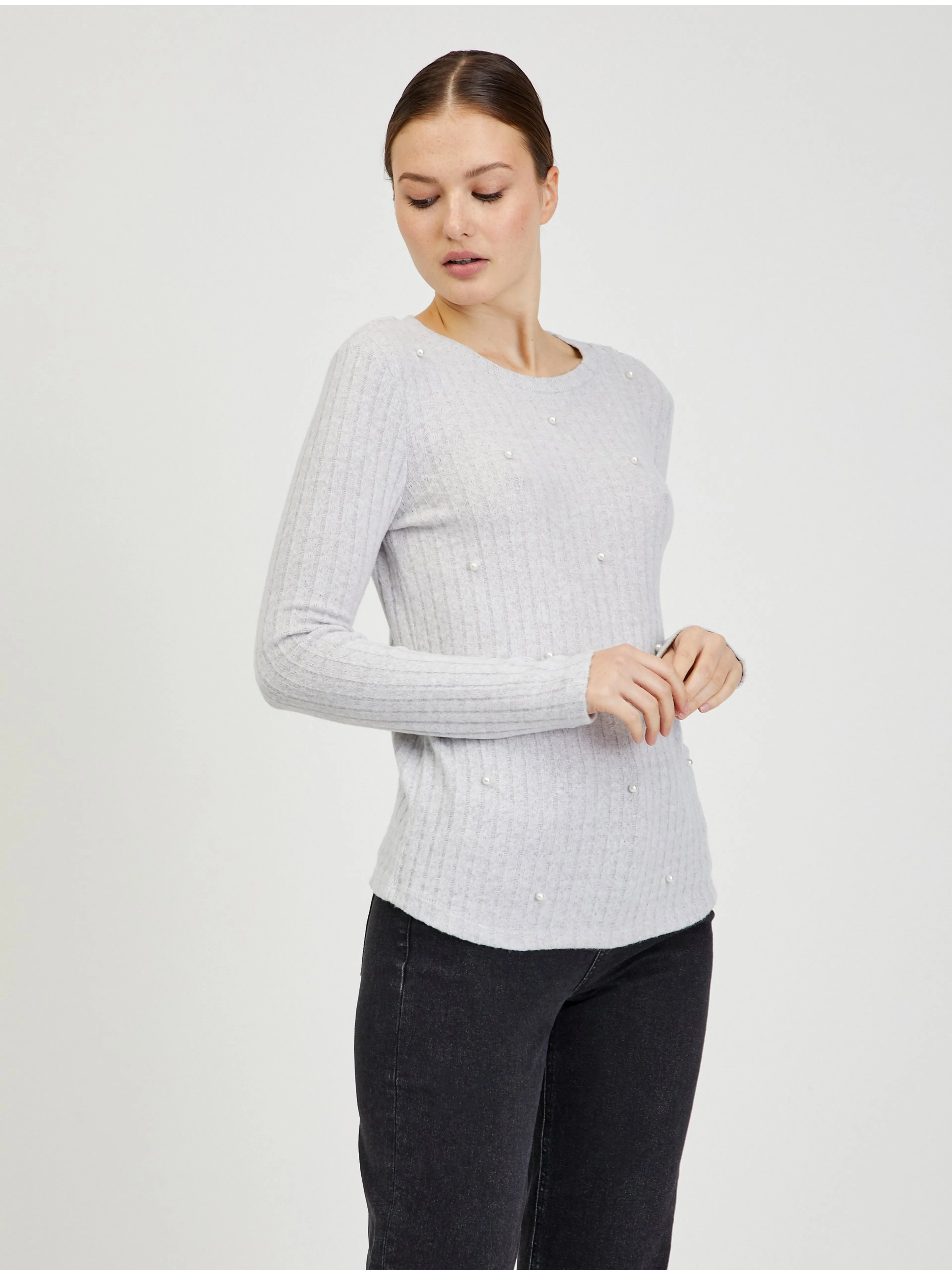 Hellgrauer Damen Rippenpullover ORSAY