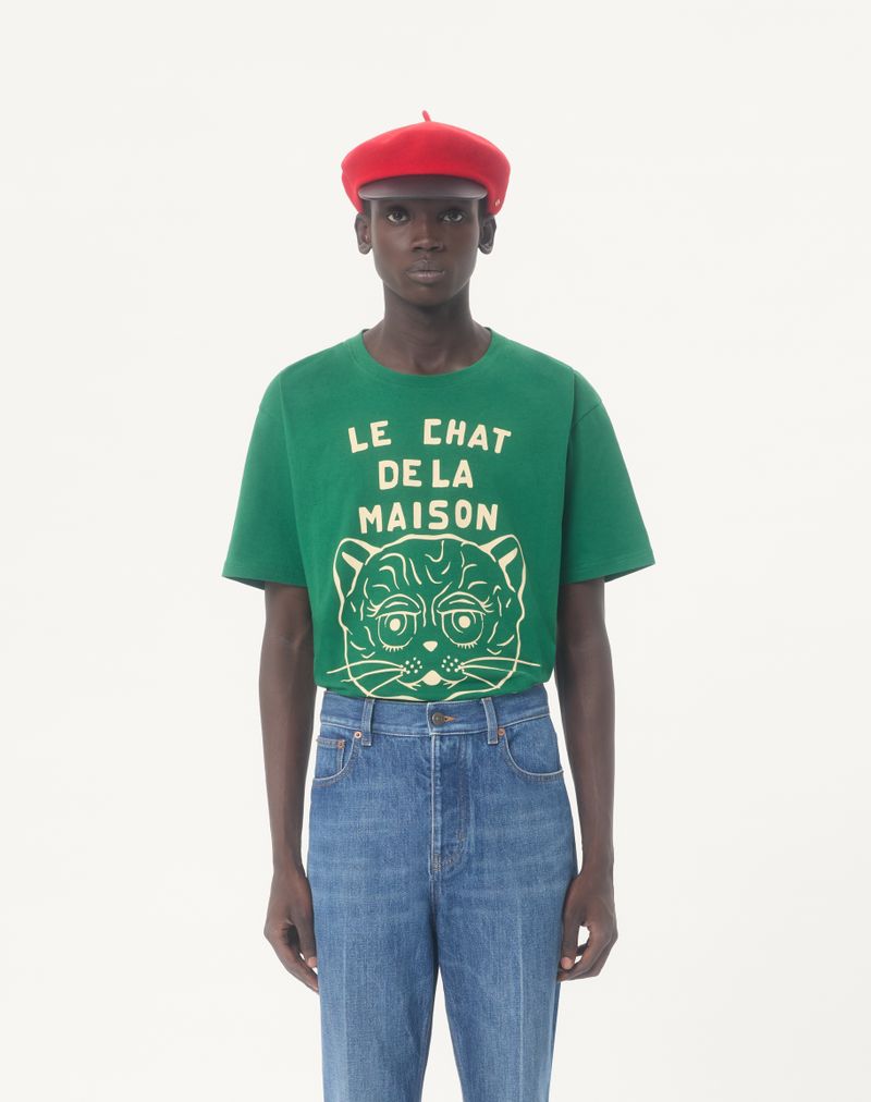 T-shirt en coton à imprimé Le Chat De La Maison