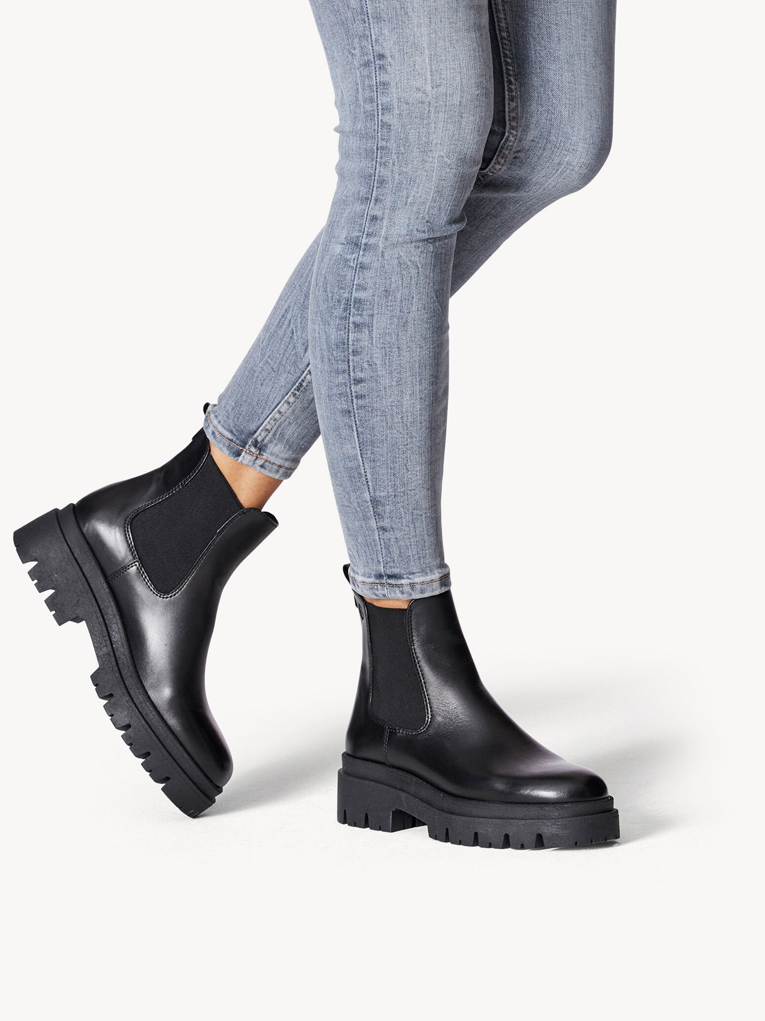 Bottine Chelsea en cuir - noir