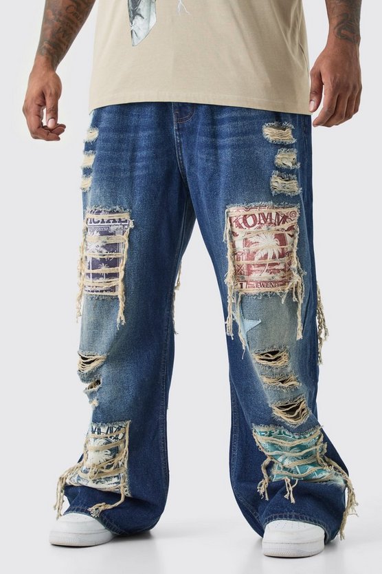 Plus lockere Schlagjeans mit Applikation
