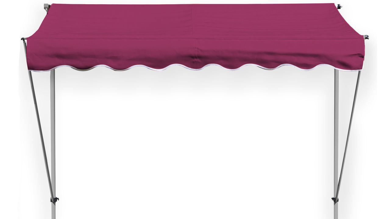 Grasekamp Klemmmarkise Ontario 296 x 130 cm Bordeaux Gestell Grau Balkonmarkise höhenverstellbar von 200 cm – 320 cm