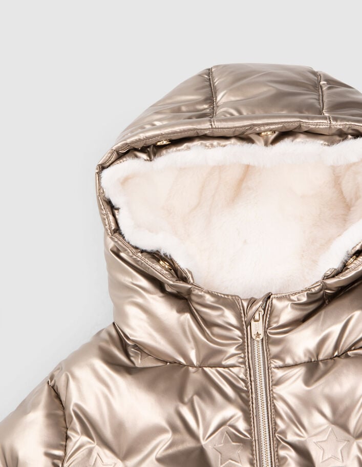 Doudoune champagne à motifs étoiles thermosoudées fille