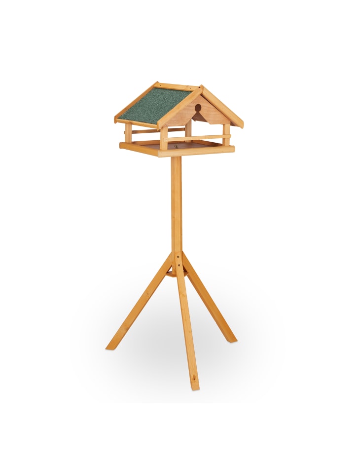 relaxdays Vogelfutterhaus in Natur/ Grün - (B)62 x (H)120 x (T)55 cm günstig kaufen onesize