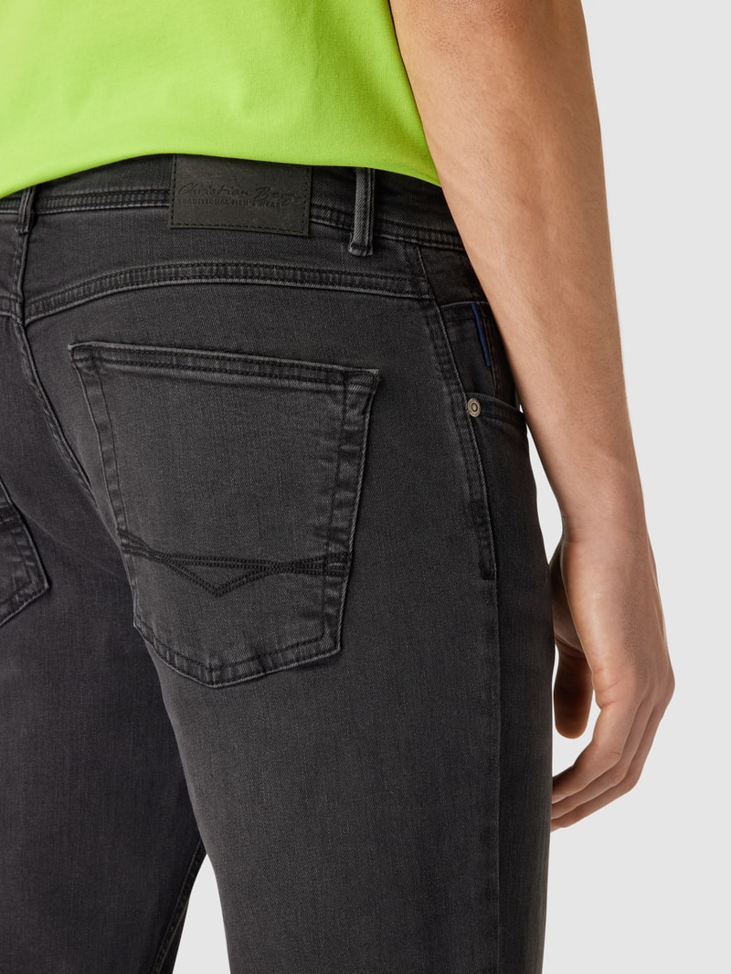 Straight Fit Jeans mit Brand-Detail in mittelgrau