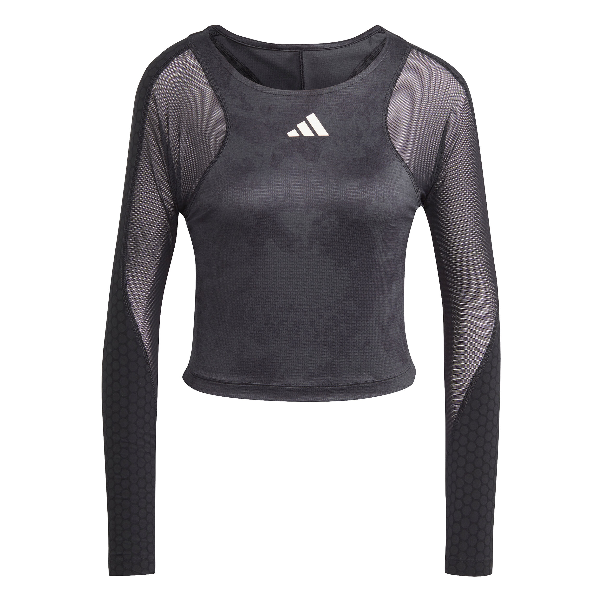 Paris Crop Longsleeve Damen - Dunkelgrau, Schwarz