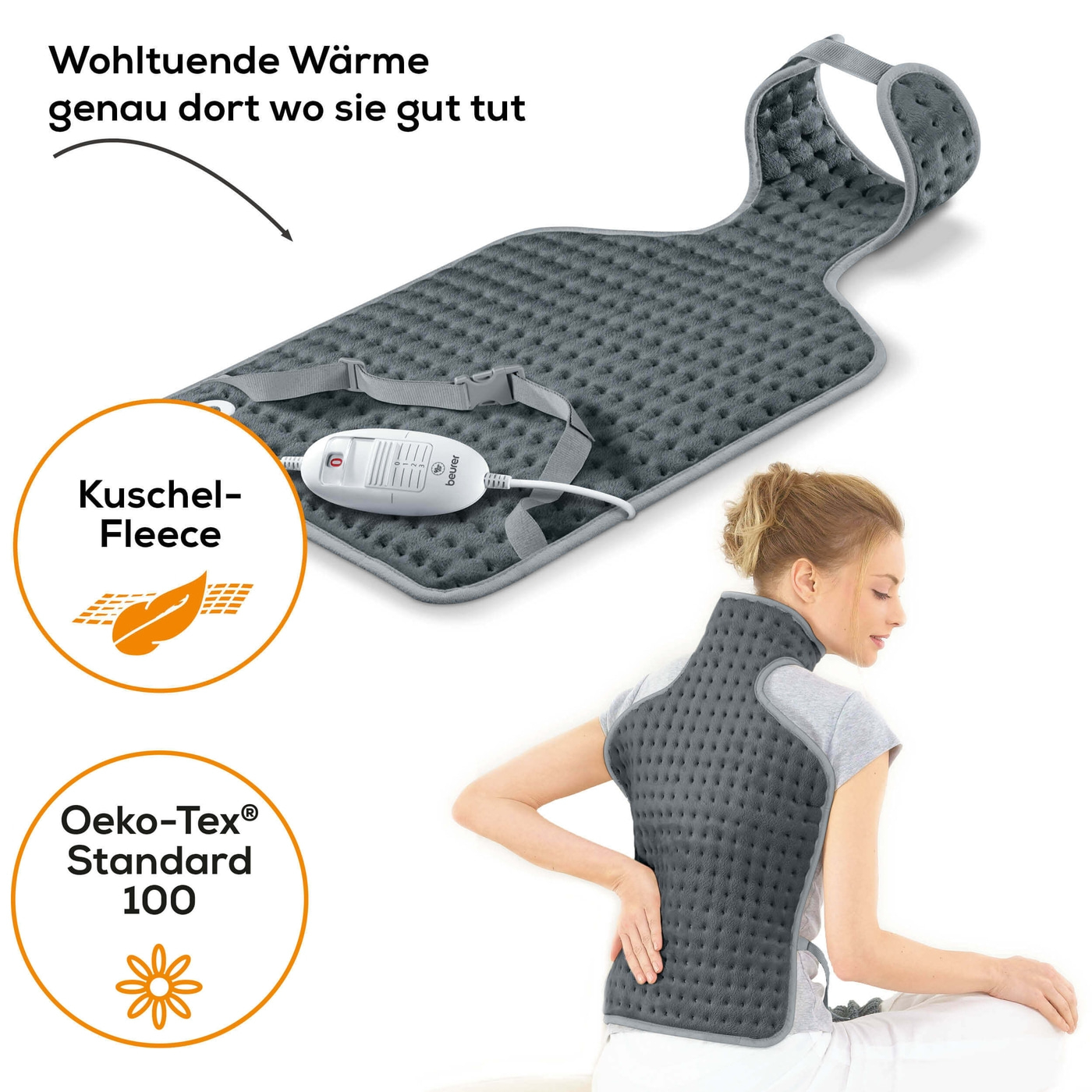 Beurer Rücken- /Nacken-Heizkissen HK 53 Cosy-Heizkissen für Nacken & Rücken mit praktischer Befestigung