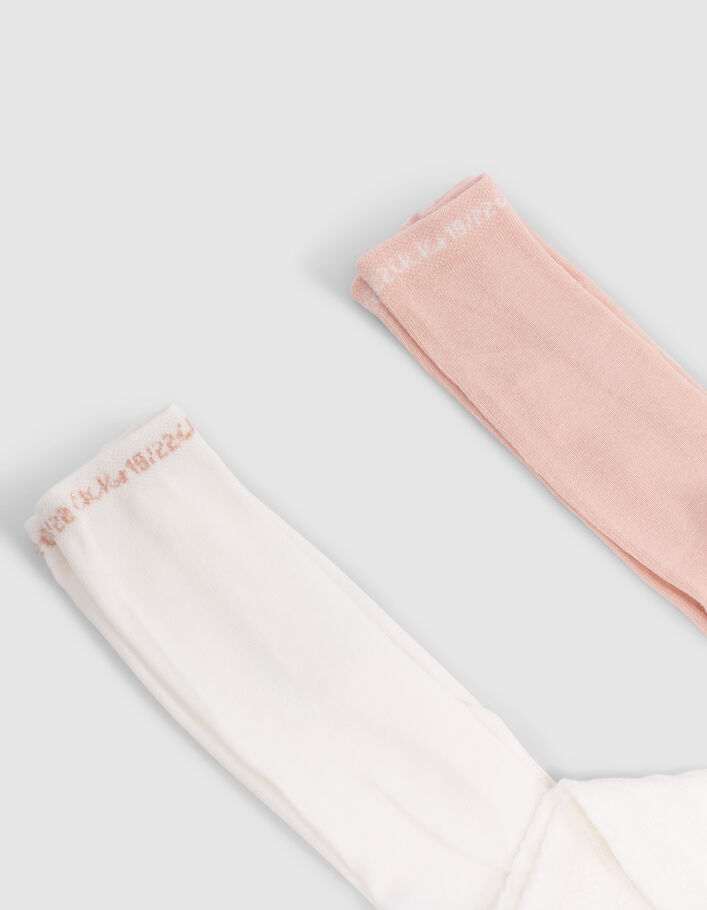 Collants rose poudré et blancs bébé fille