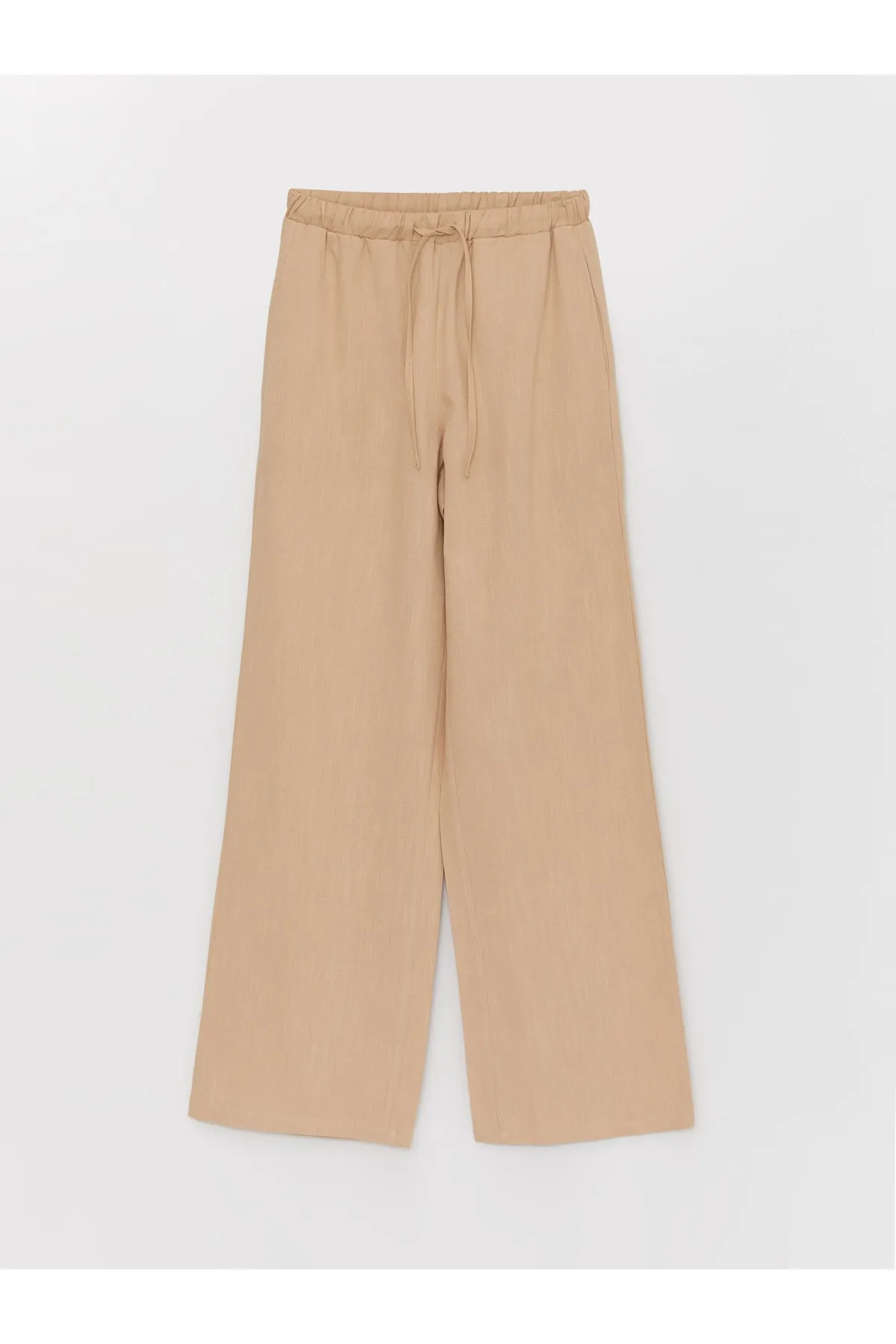 LC Waikiki  Einfarbige Damenhose aus Leinenmischung mit elastischem Bund
