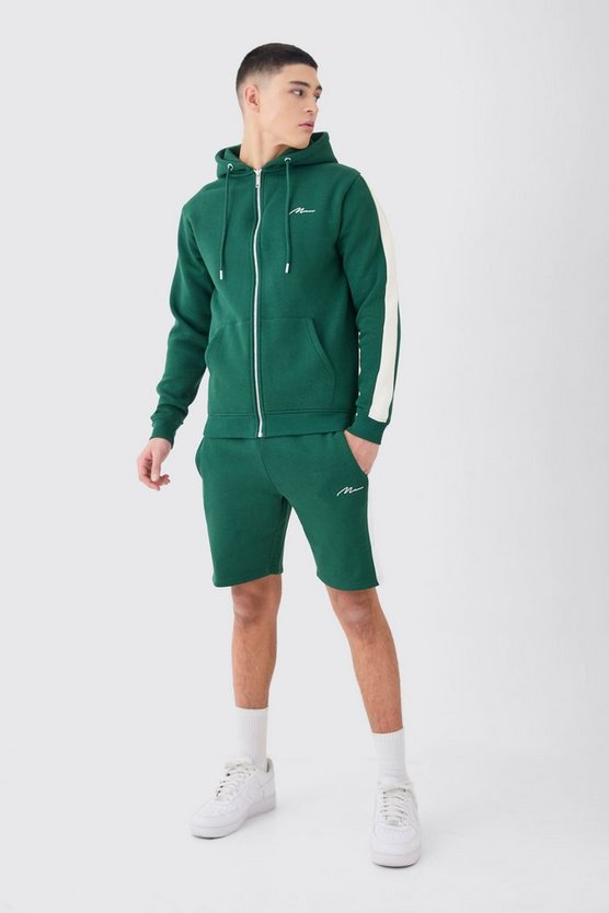 Kurzer Colorblock Man Signature Trainingsanzug mit Reißverschluss