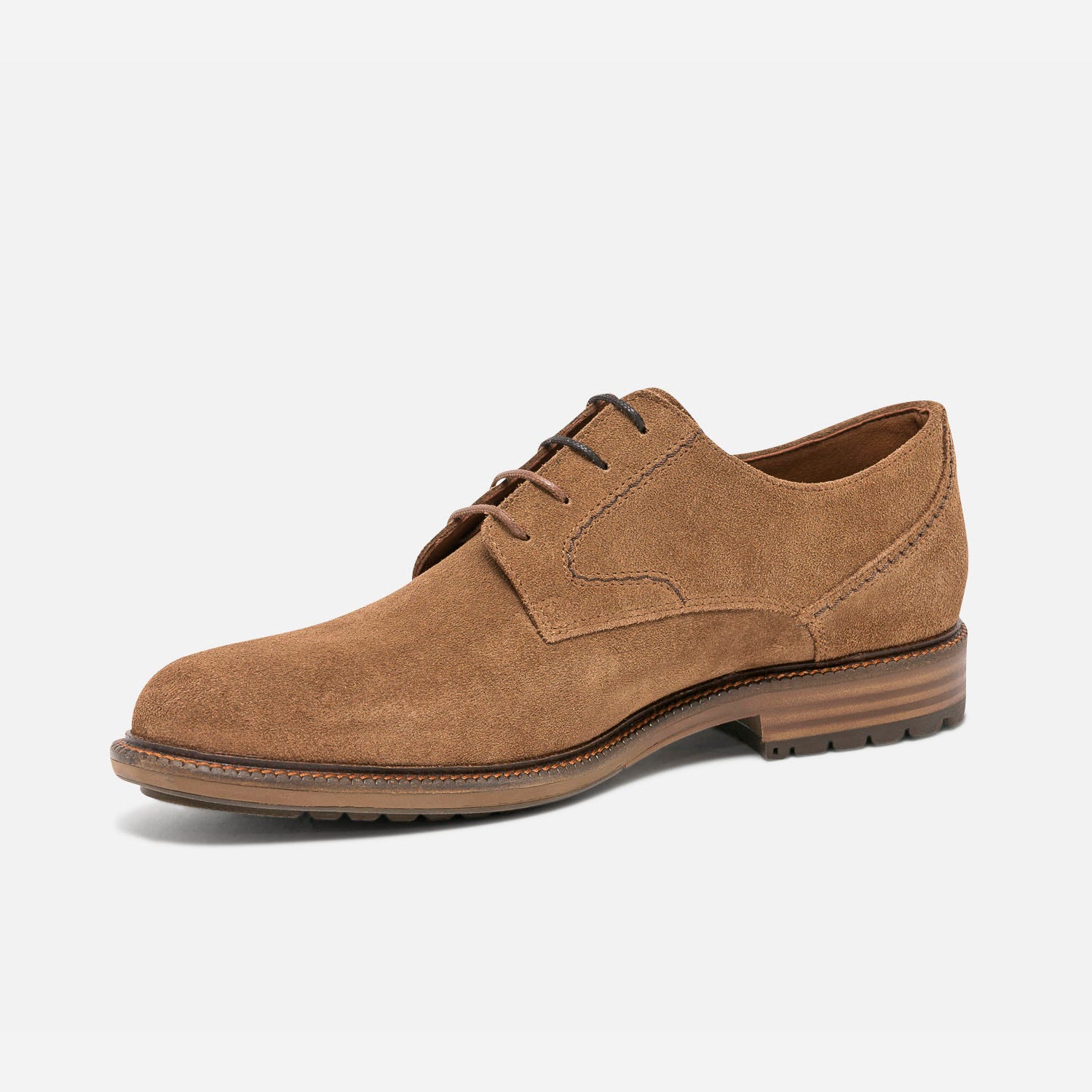 Derby camel en cuir velours éco-conçu