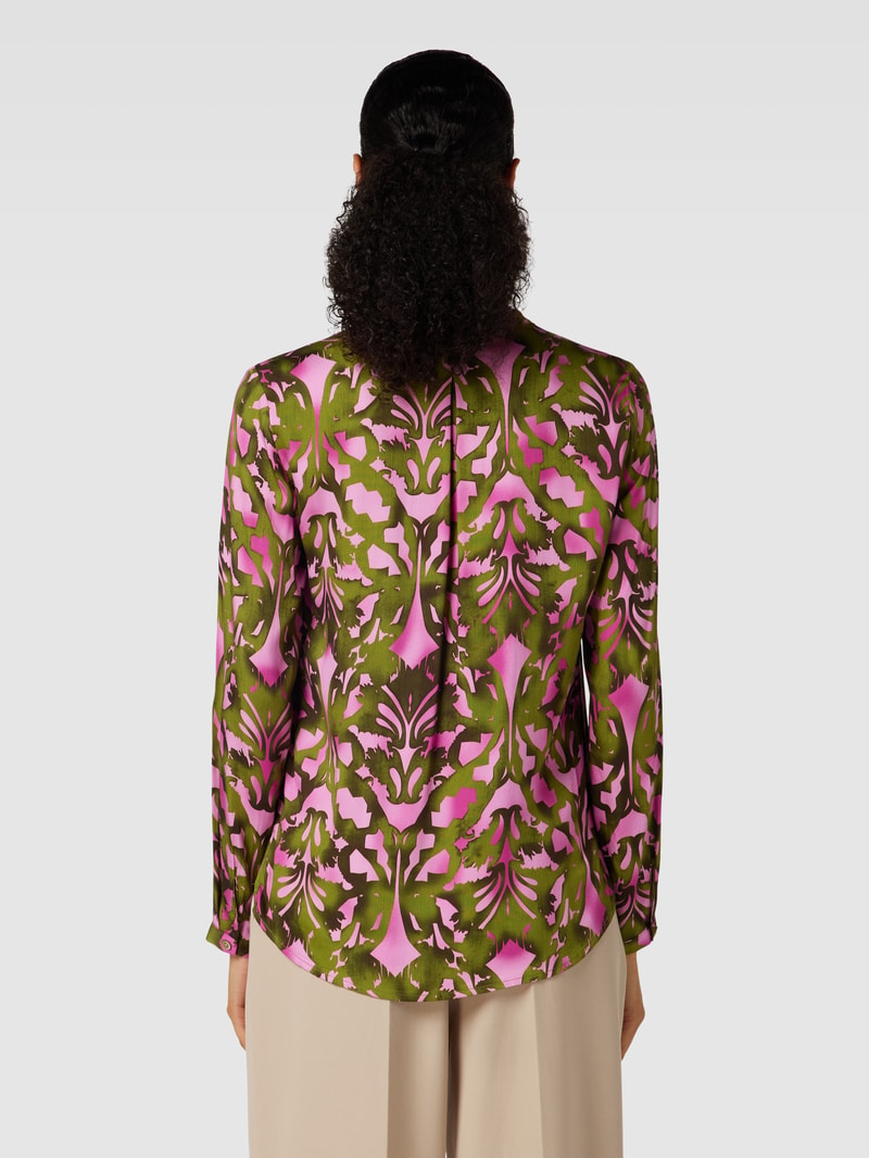 Bluse mit Tunikakragen Modell 'Ornament' in pink