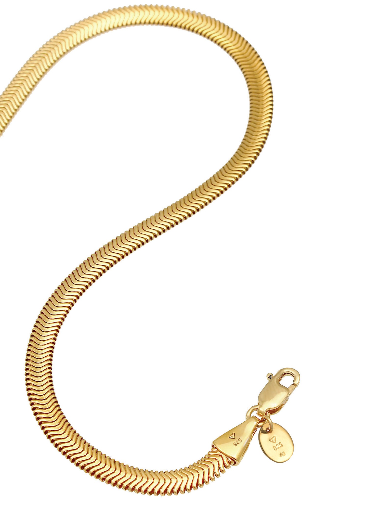 Collana Elli PREMIUM elegante a maglia piatta con motivo a chevron per donna, stile da blogger di tendenza, argento sterling 925