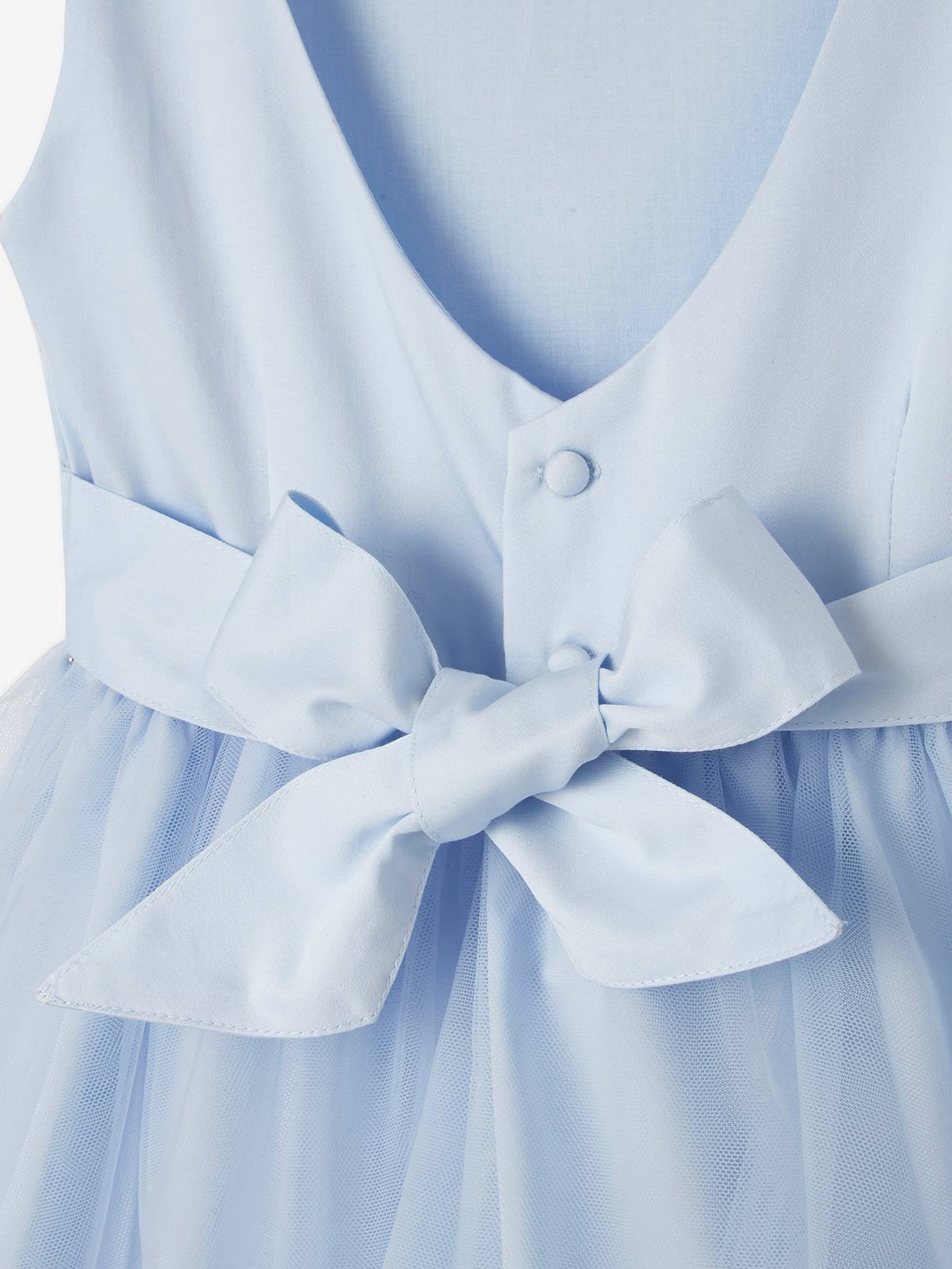 Vertbaudet Festliches Mädchenkleid, Satin und Tüll - hellblau