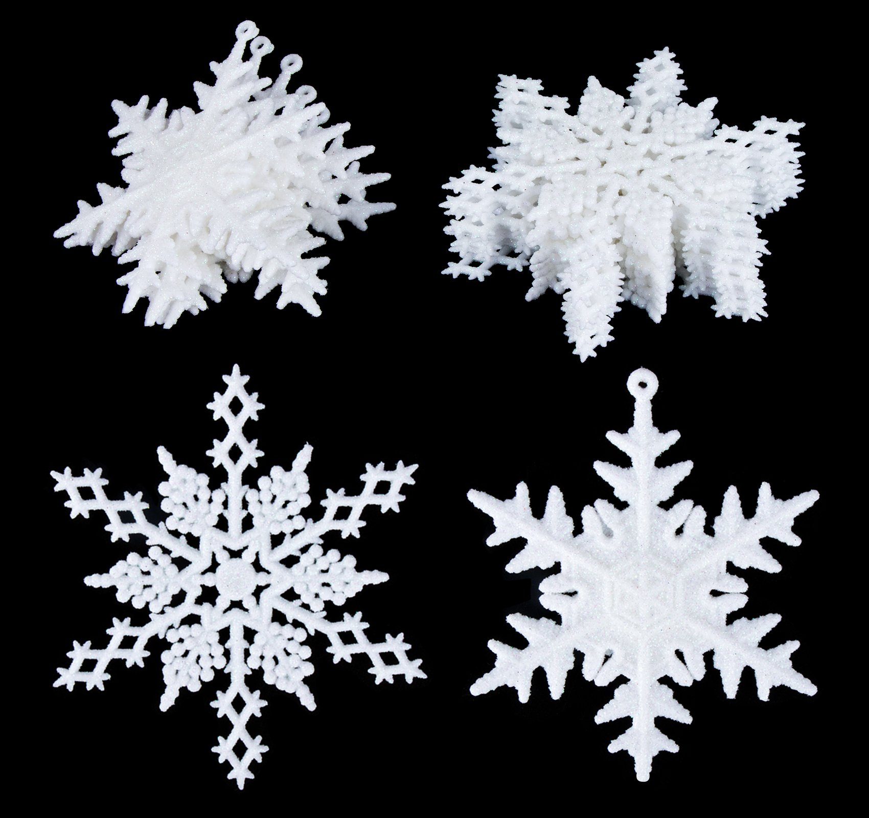 Homewit Christbaumschmuck Schneeflocken Weihnachten Deko Anhänger für Weihnachtsbaum (36-tlg), Glitzer Weihnachtsschmuck Weihnachtsdeko Set