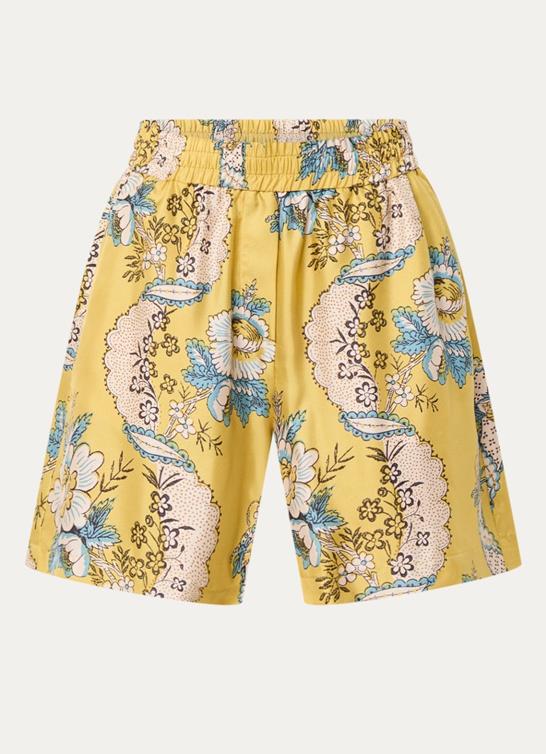 MaxMara Tracia high waist wide fit silk shorts with floral print