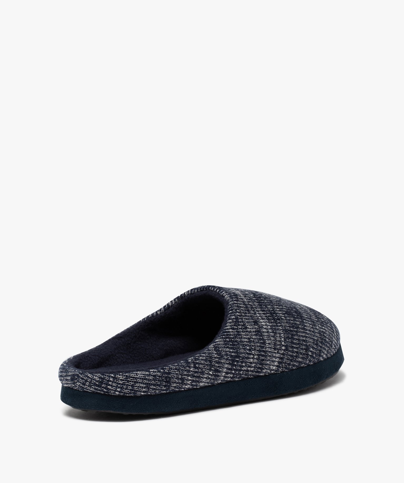 Chaussons homme mules dessus en maille chinée bleu | GEMO