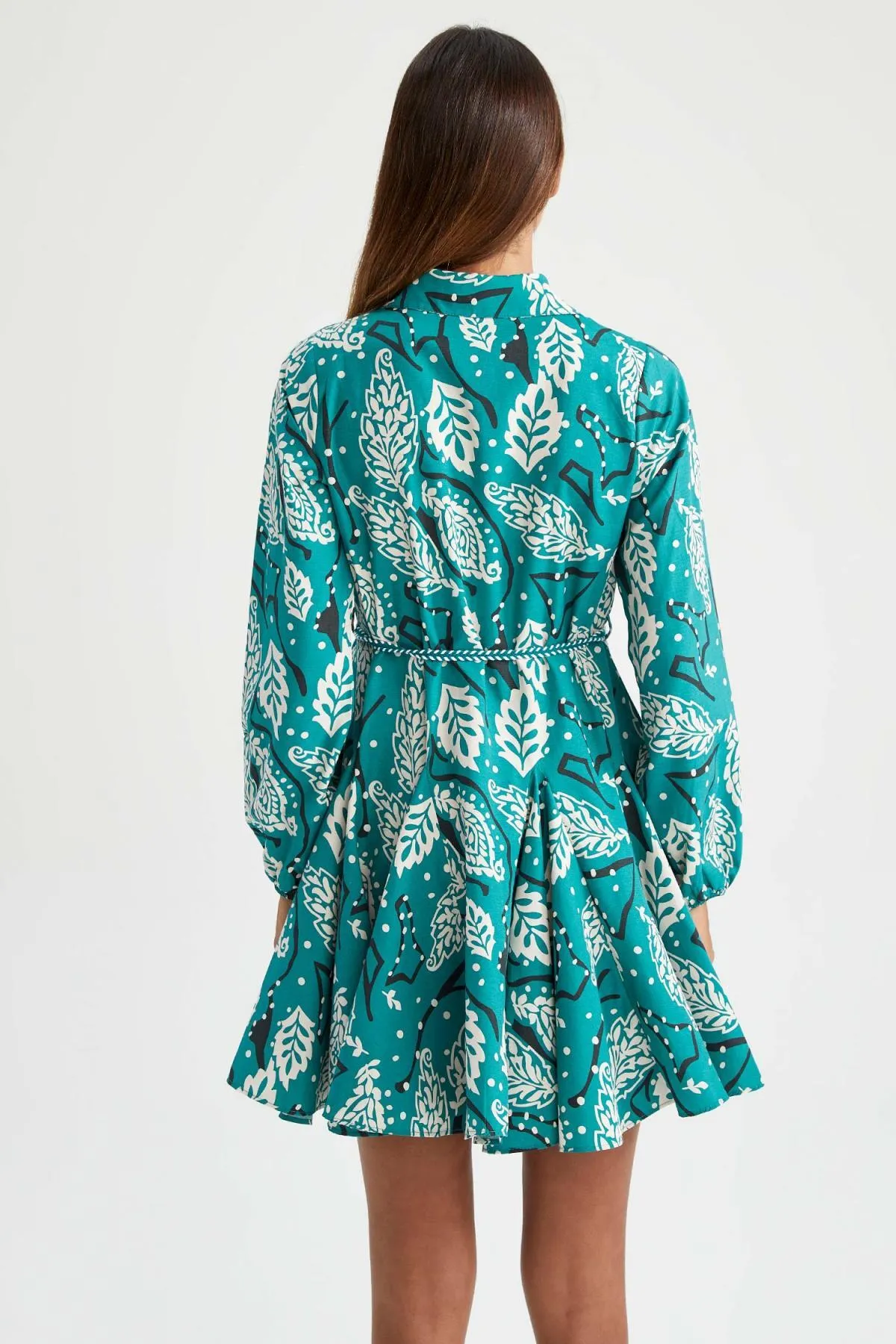DeFacto  Langarm-Minikleid aus Popeline mit Hemdkragen und Blumenmuster Z2894az22hs
