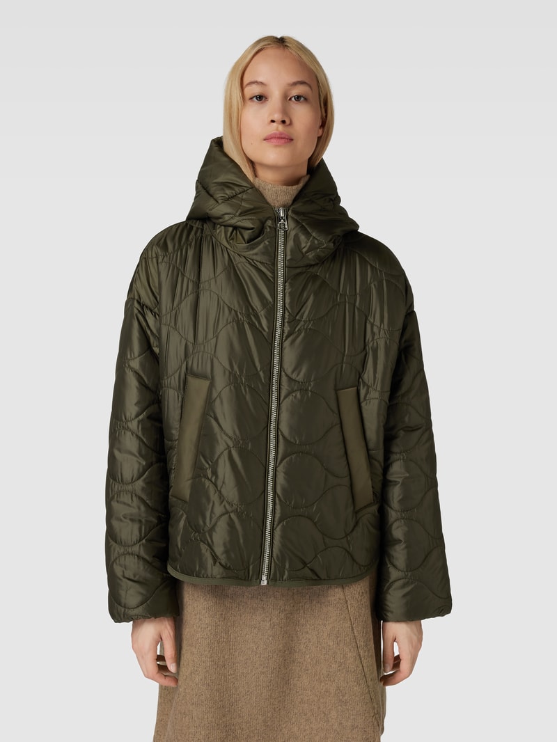 Jacke mit Steppnähten in olivgrün