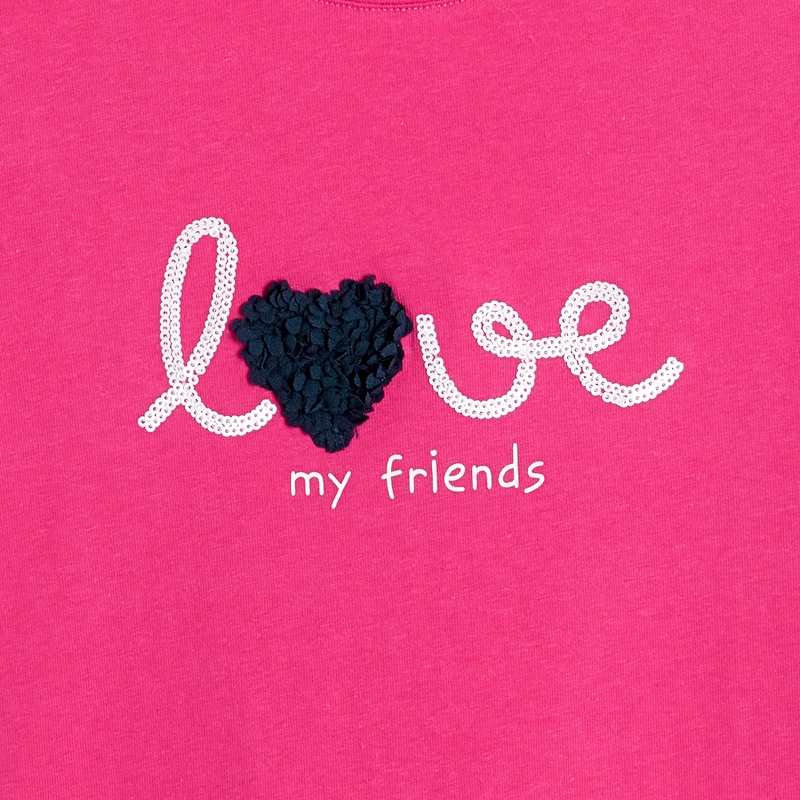 T-shirt manches courtes message love rose fille