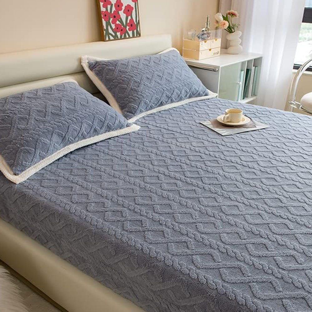Matratze, Decken, Spannbetttuch, Spannbettlaken Flauschig Warme Jacquard Muster grau 180cmx200cm, FELIXLEO