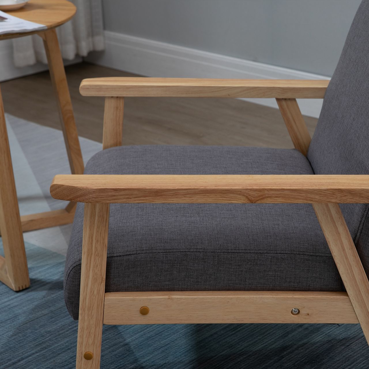 HOMCOM Ohrensessel Esszimmerstuhl mit Armlehnen Loungesessel Relaxsessel Grau