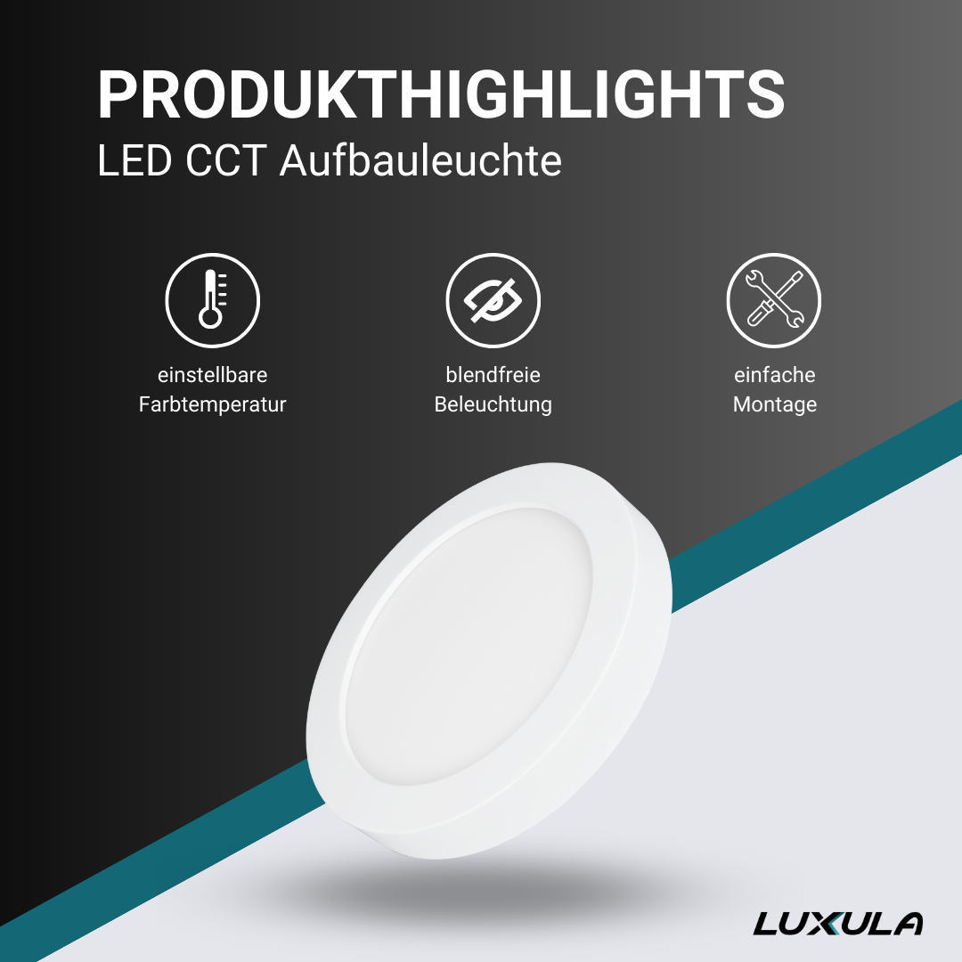 LUXULA LED CCT Aufbauleuchte, 18W, ø226mm