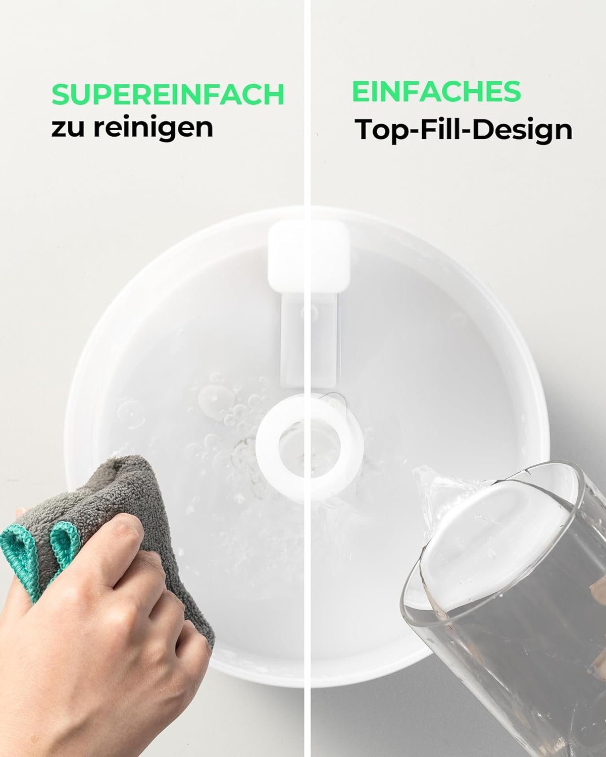 Homvana Luftreiniger, Schlafzimmer,1,8L Top-Fill, Cool Mist 30H Dauerhaft, Kinderzimmer Baby