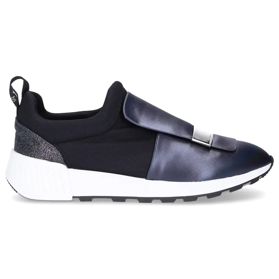 Sergio Rossi - Slip Ons SR1RUNNING Kalbsleder Polyamid Glitzer Logo schwarz - schwarz