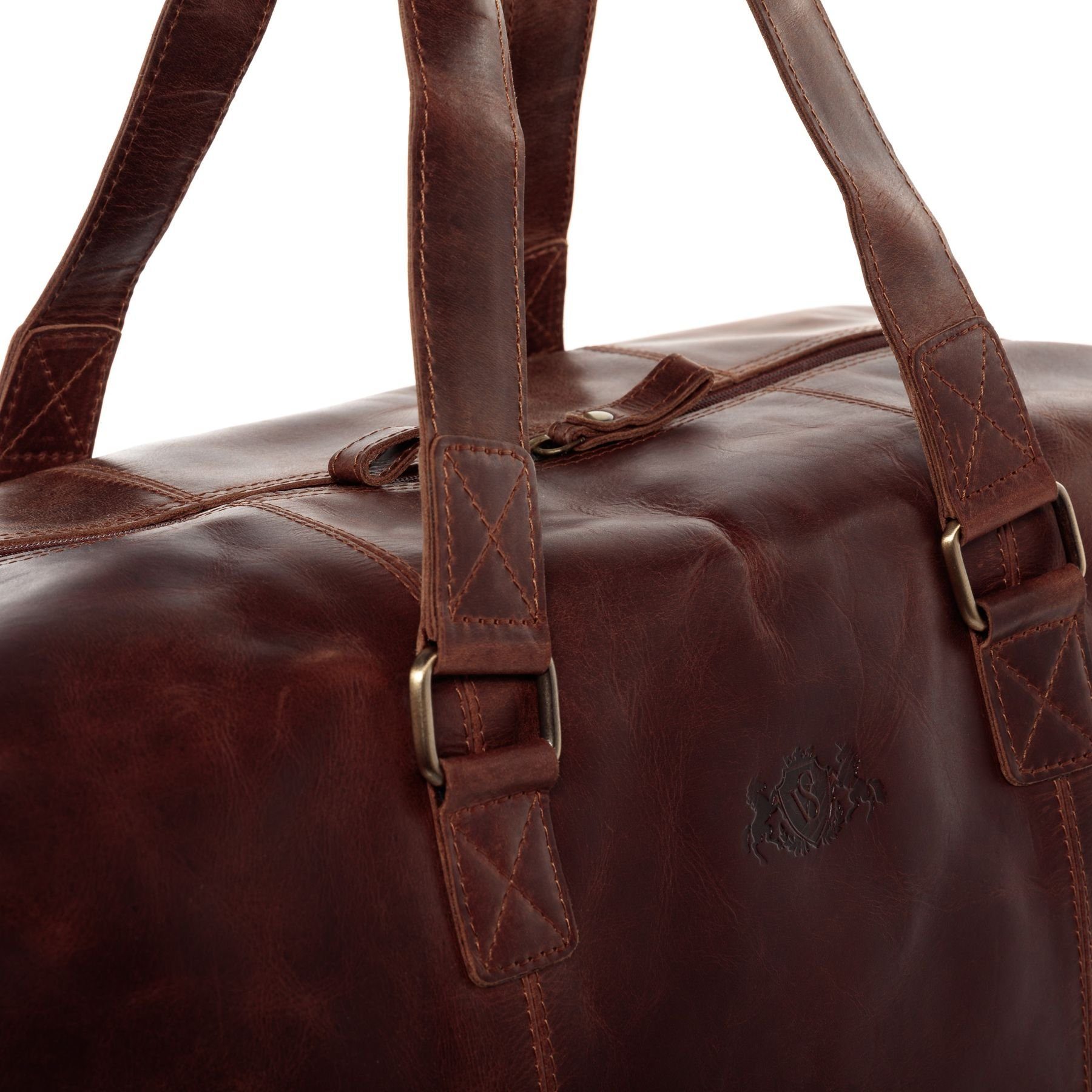 SID & VAIN Reisetasche Leder Weekender Unisex YALE, Echtleder Reisegepäck für Damen & Herren, Sporttasche XL braun-cognac