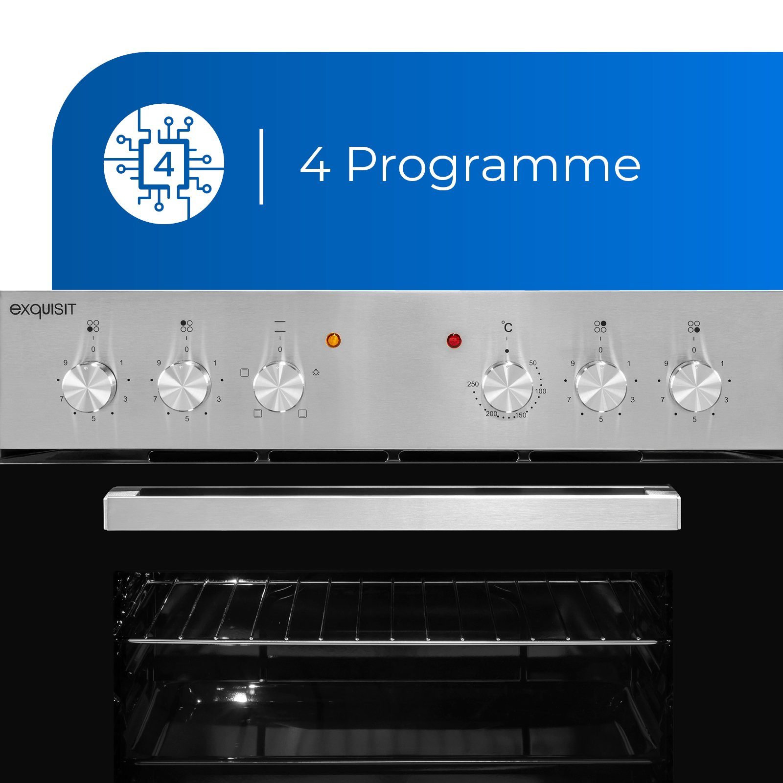 exquisit Backofen-Set EHE 146-2.1-Set, Glaskeramik-Kochfeld, 4 Kochzonen, 59 L