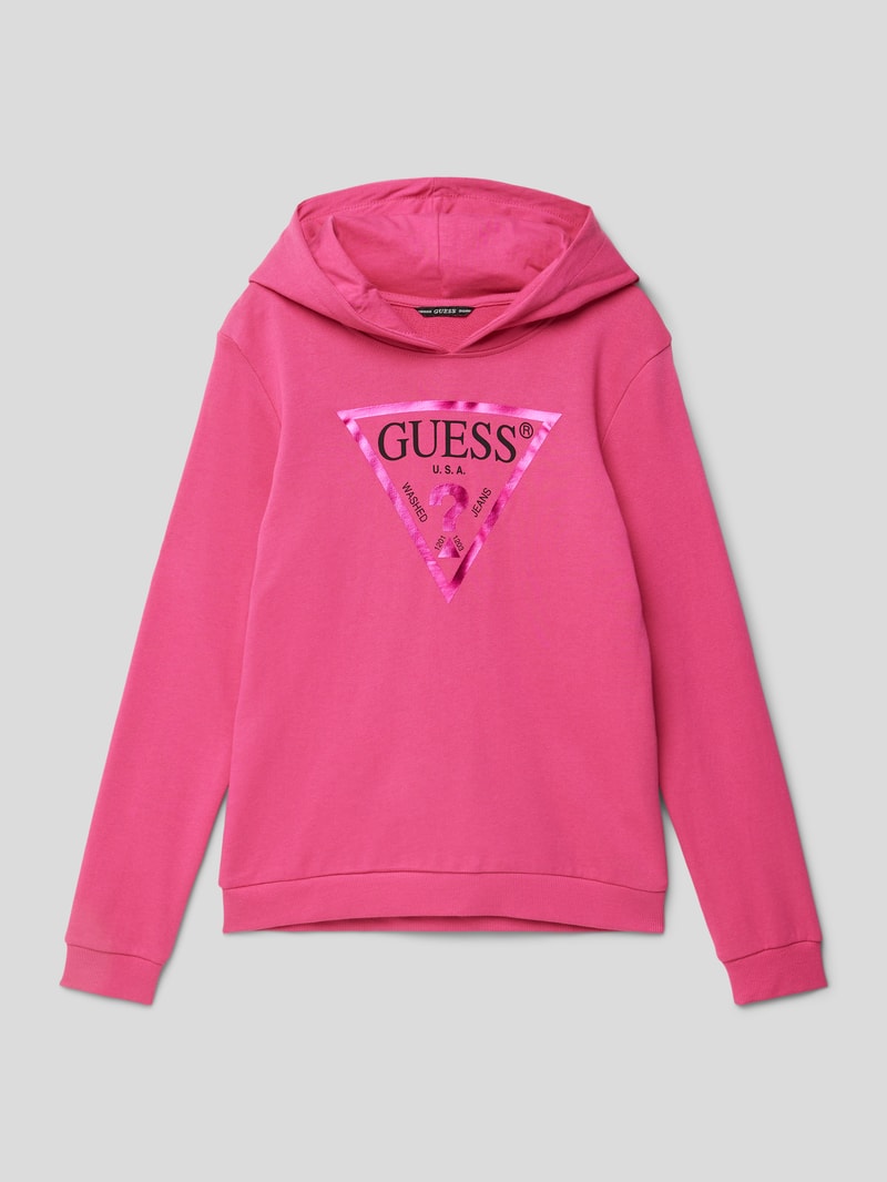 Hoodie mit Label-Print in pink