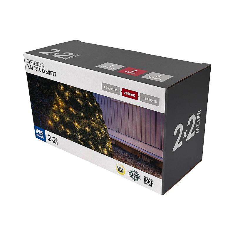 Home Systemlysnett 100LED, 2x2 m, påbygg, Hafjell
