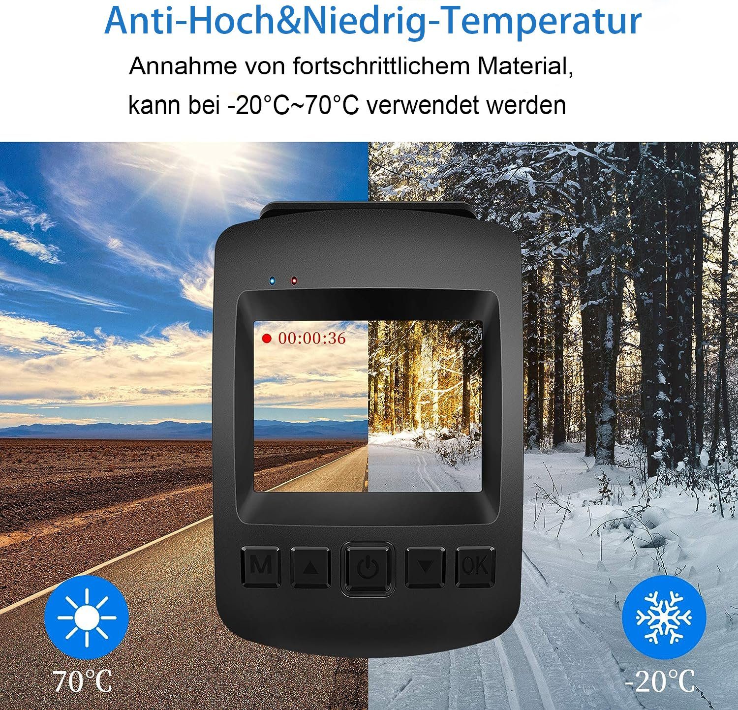 Mutoy Autokamera Dashcam WiFi Full HD 1080P,2 Zoll Bildschirm,170°Weitwinkel Dashcam (Full HD, WLAN (Wi-Fi), Auto Kamera mit Notzeichnung, Schleifenaufzeichnung, Parküberwachung/G-Sensor, Bewegungserkennung)