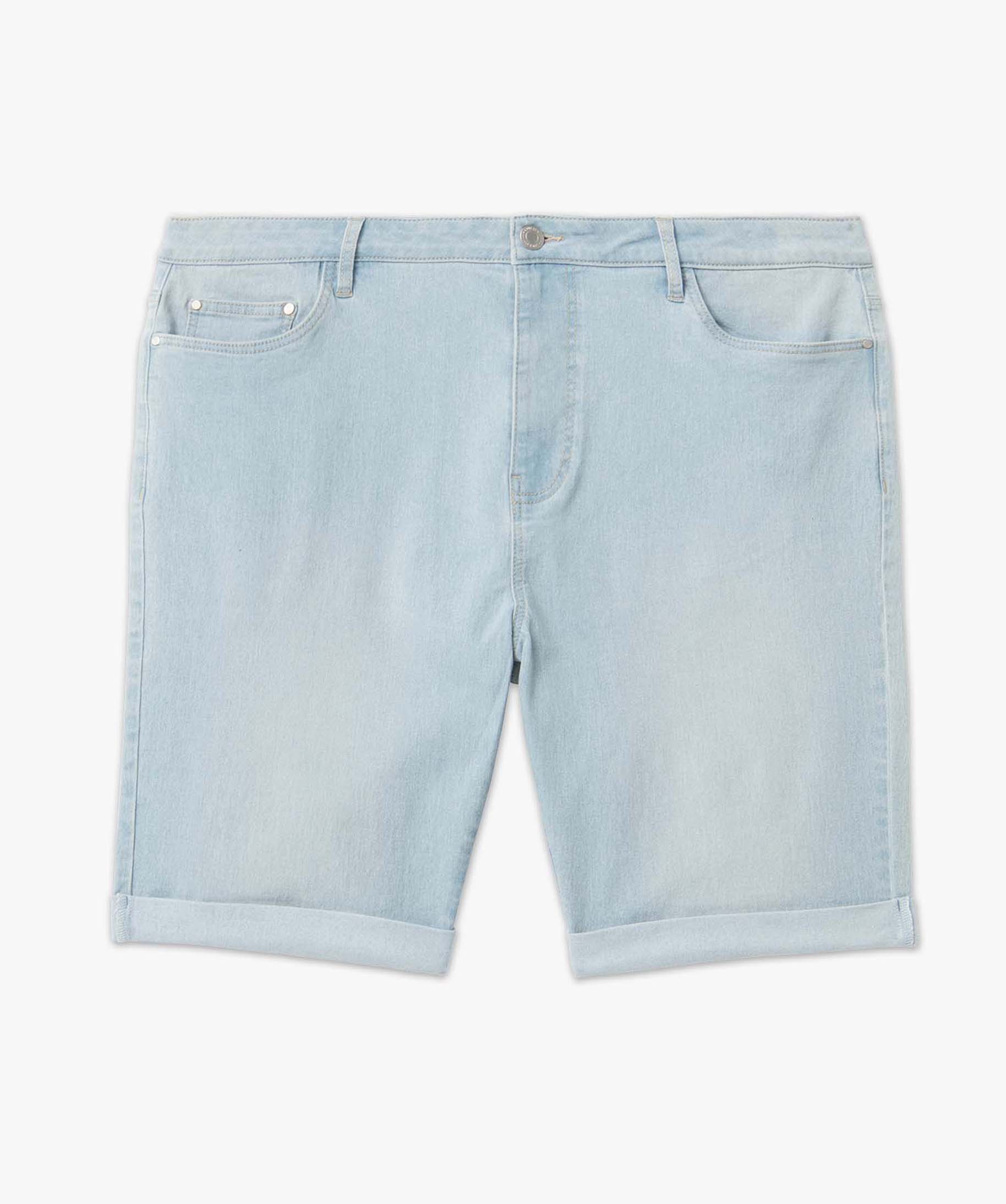 Bermuda en jean femme grande taille à revers bleach | GEMO
