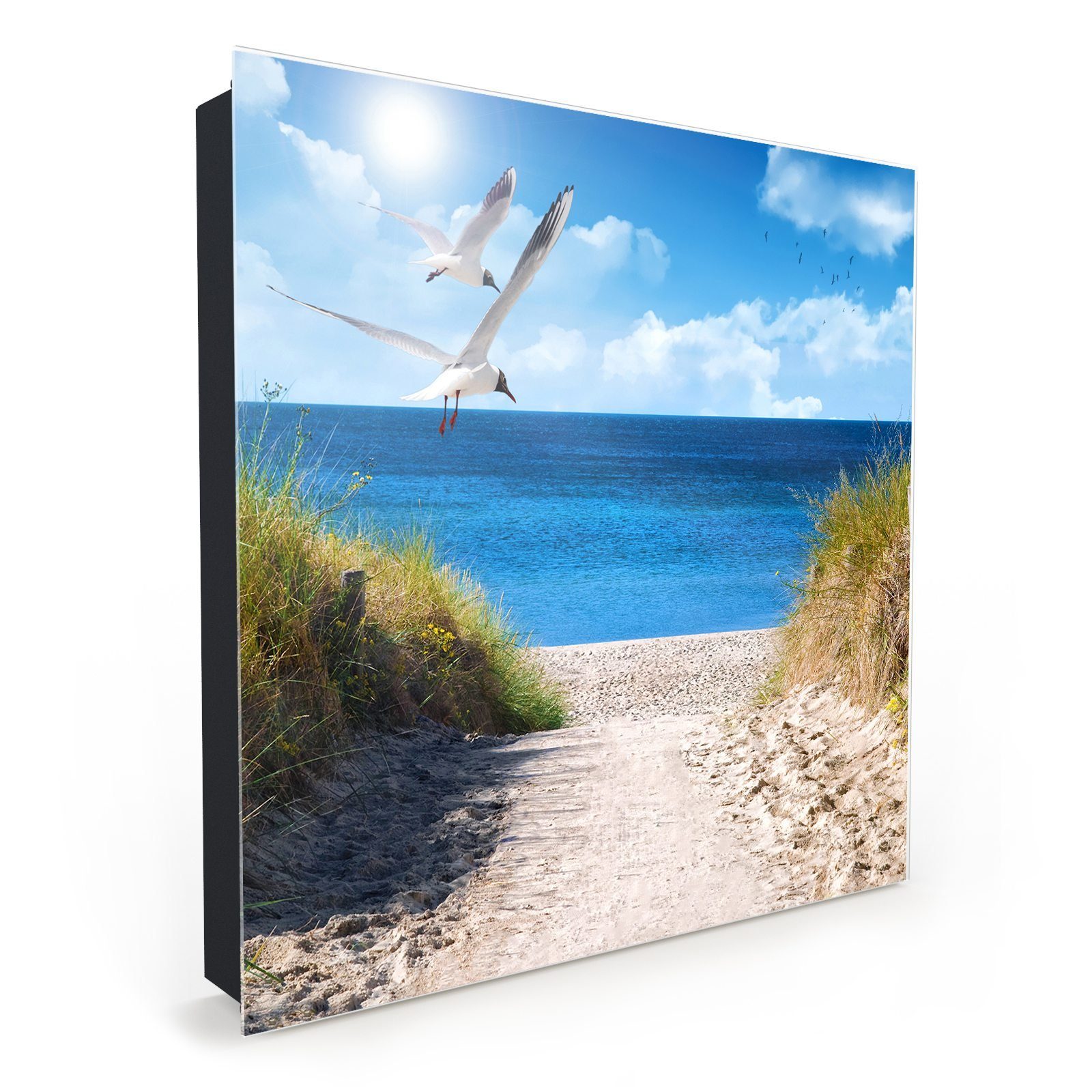 Primedeco Schlüsselkasten Magnetpinnwand mit Glasfront Möwen am Meer (1 St)
