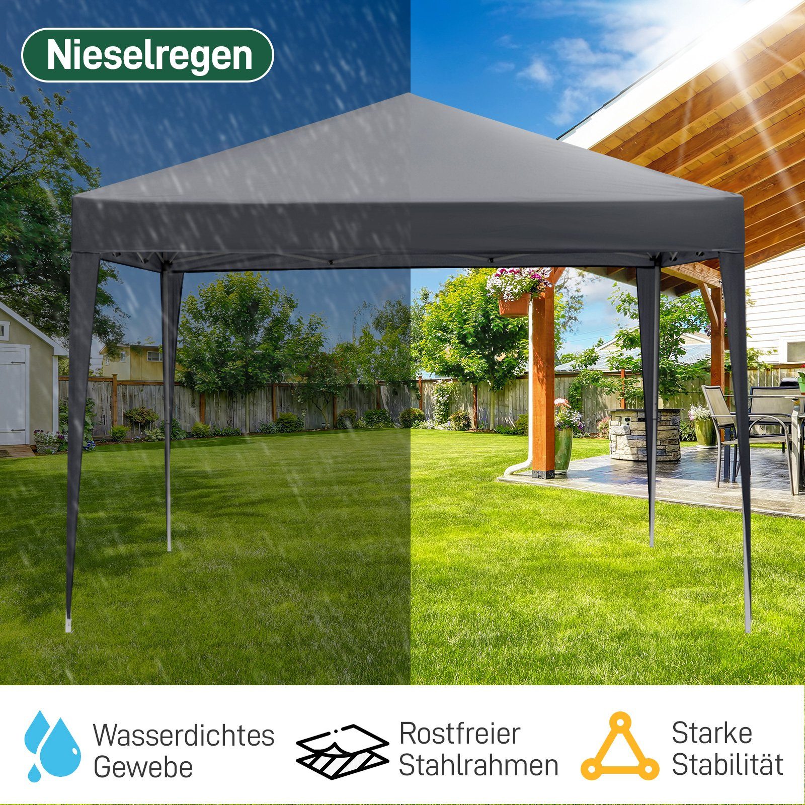 FCH Pavillon, Faltpavillon, Pop-Up Pavillon aus Oxford Metallrahmen 3x3 m