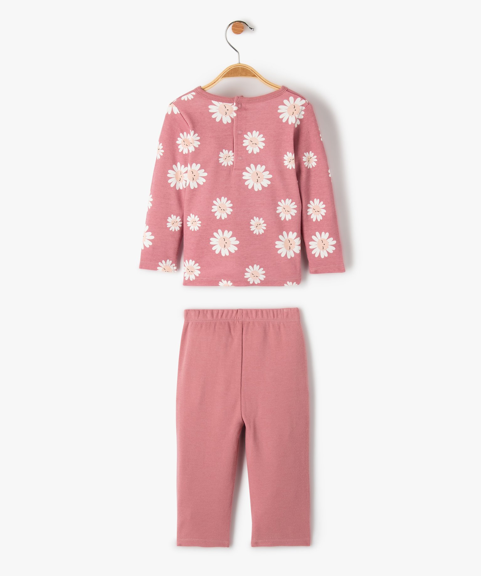Pyjama bébé en jersey à motif fleuri effet mix&match rose | GEMO