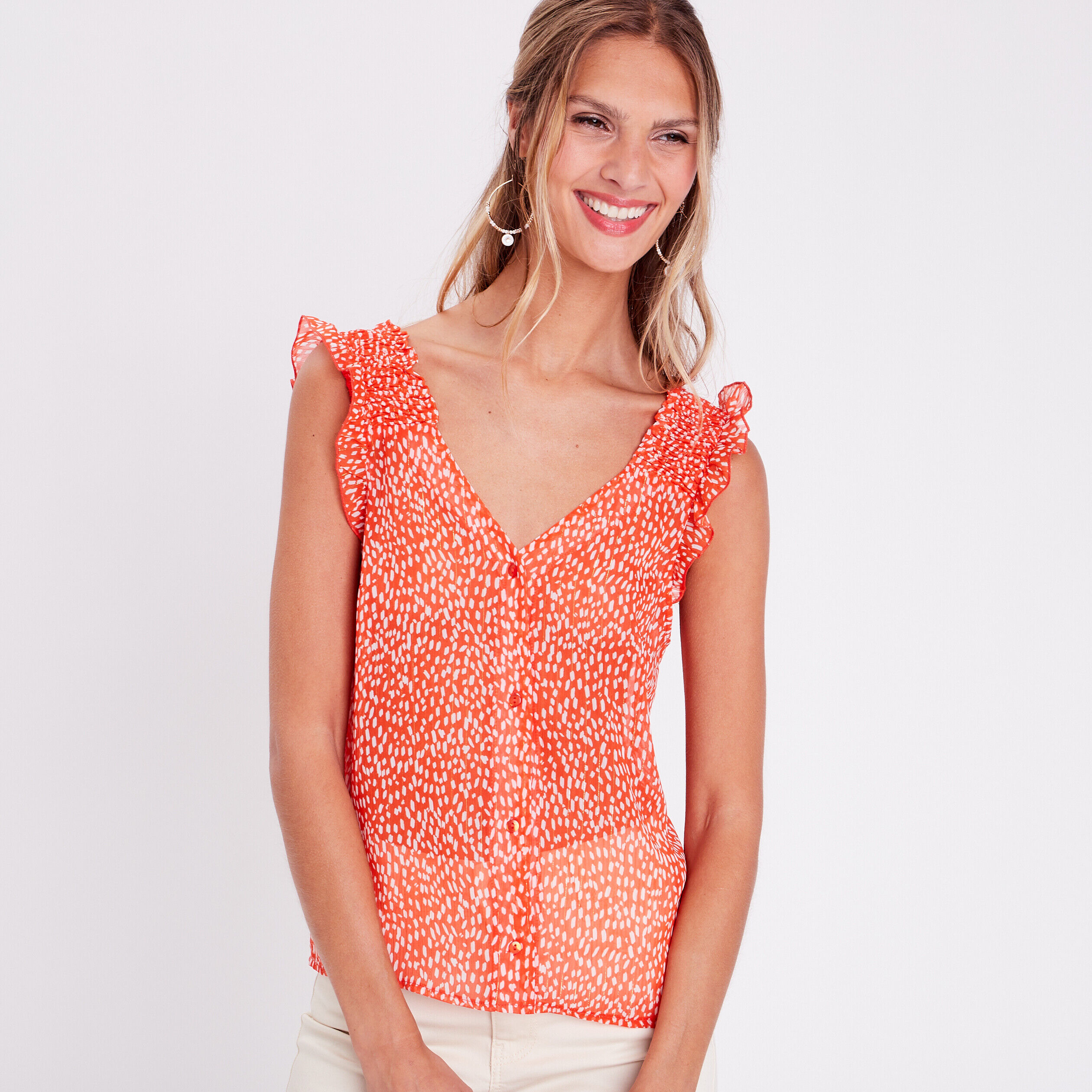 Blouse sans manches rouge femme | Cache Cache