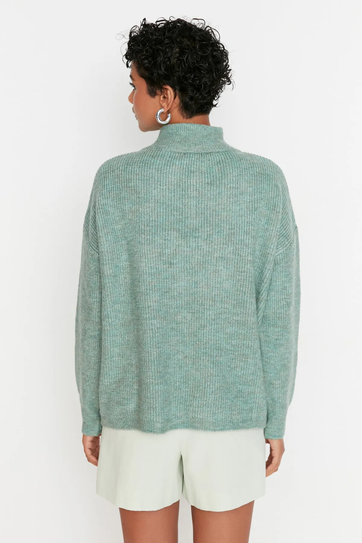 Trendyol Collection  Mintfarbener, weicher Strickpullover mit Reißverschluss TWOAW20XS0009