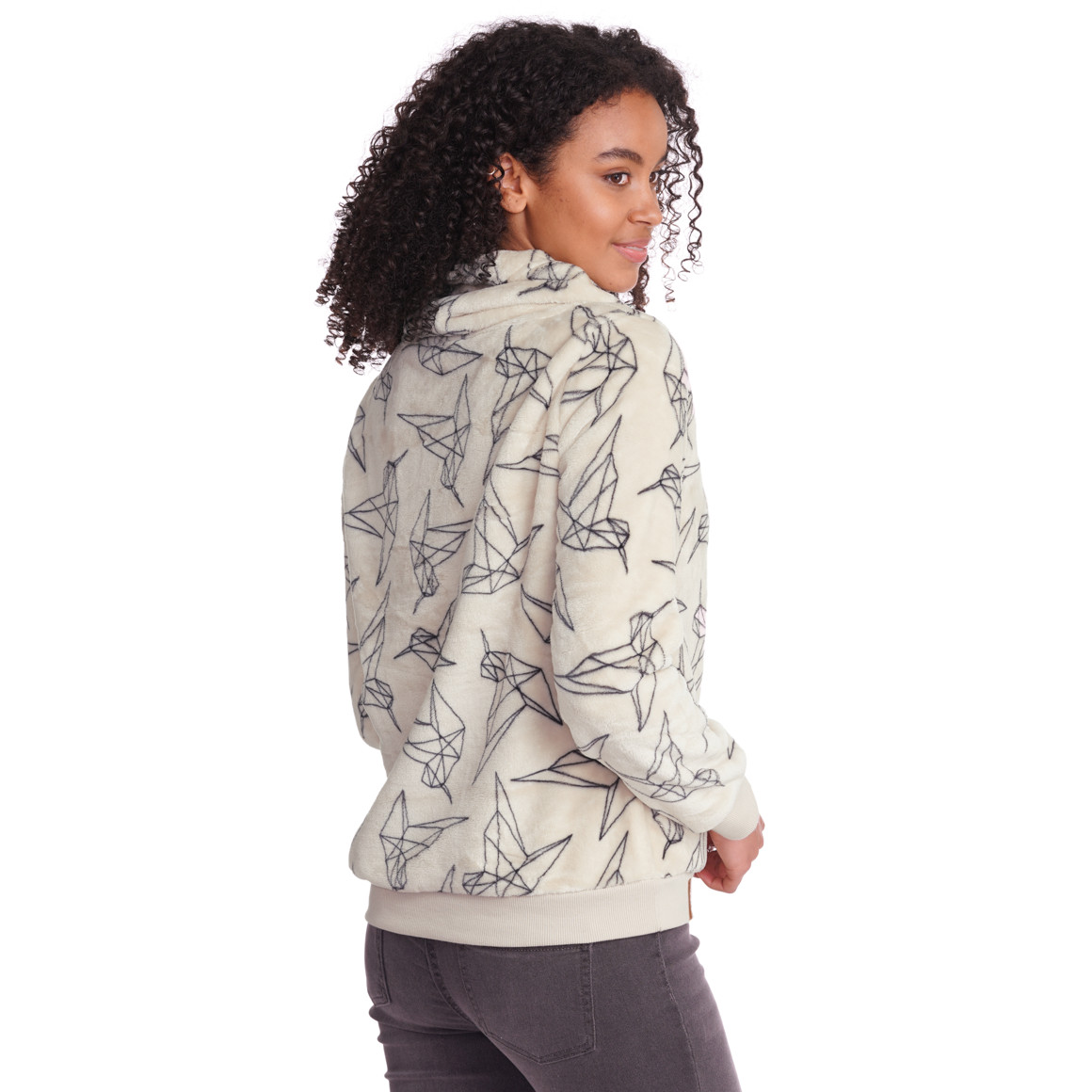 Damen Plüsch-Sweatshirt mit Schalkragen