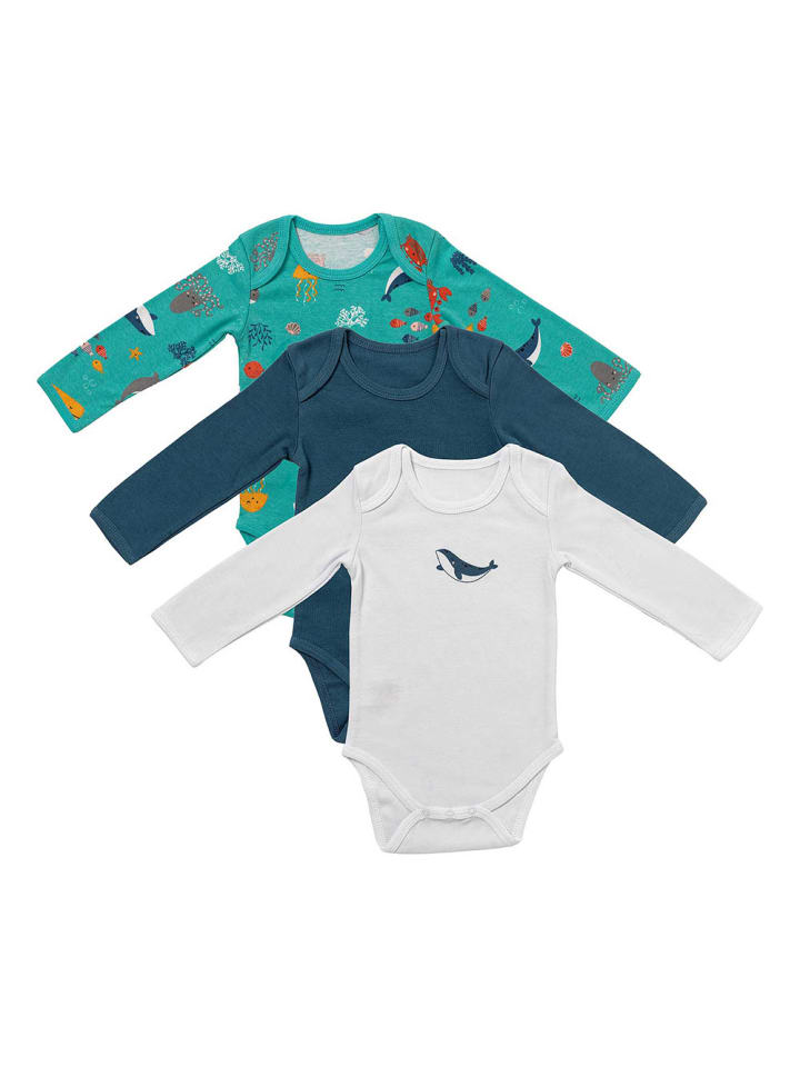 Schlummersack Bio Baby-Bodys langarm 3er-Pack in Hellblau günstig kaufen