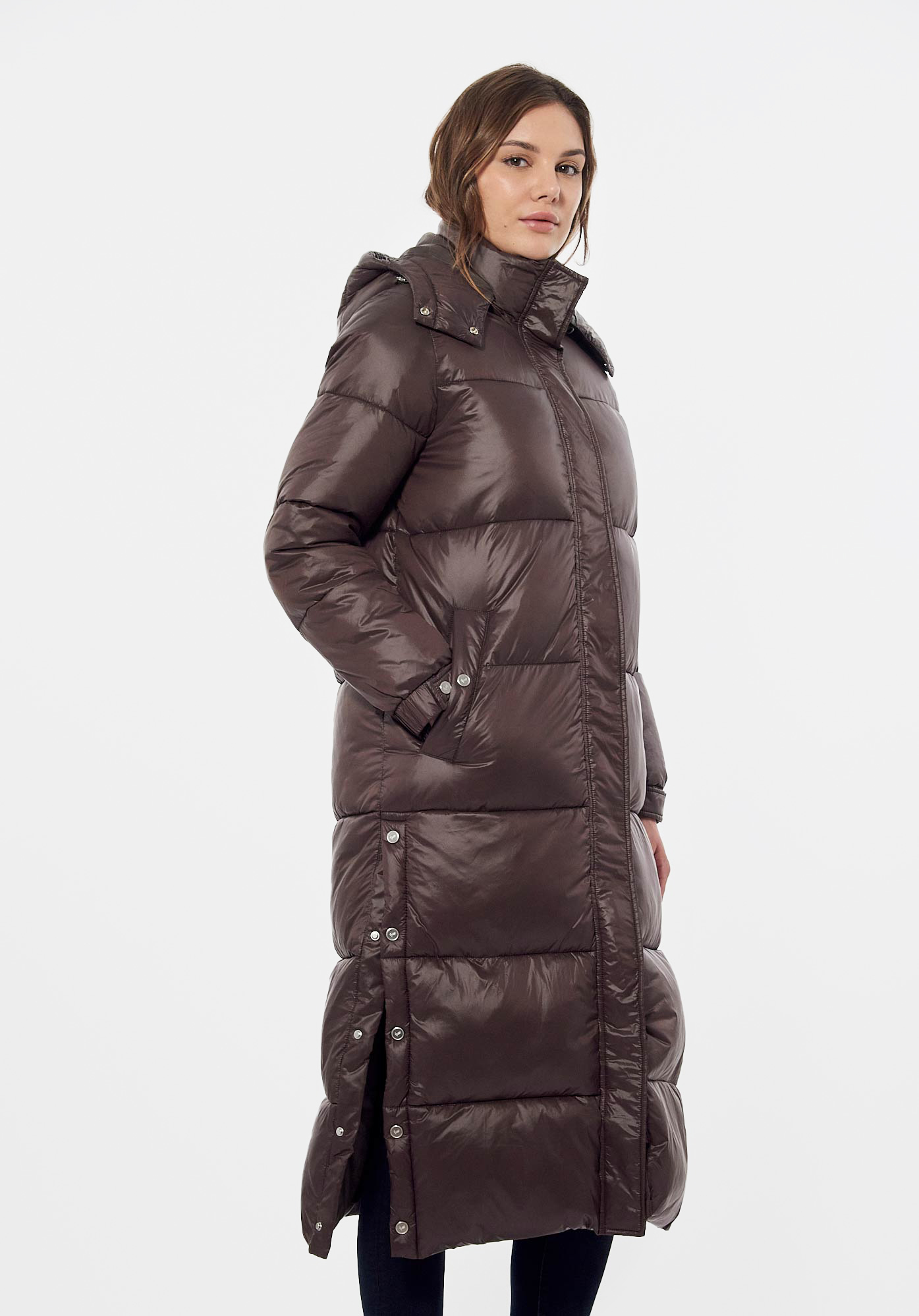 DERIC  Doudoune longue marron Femme