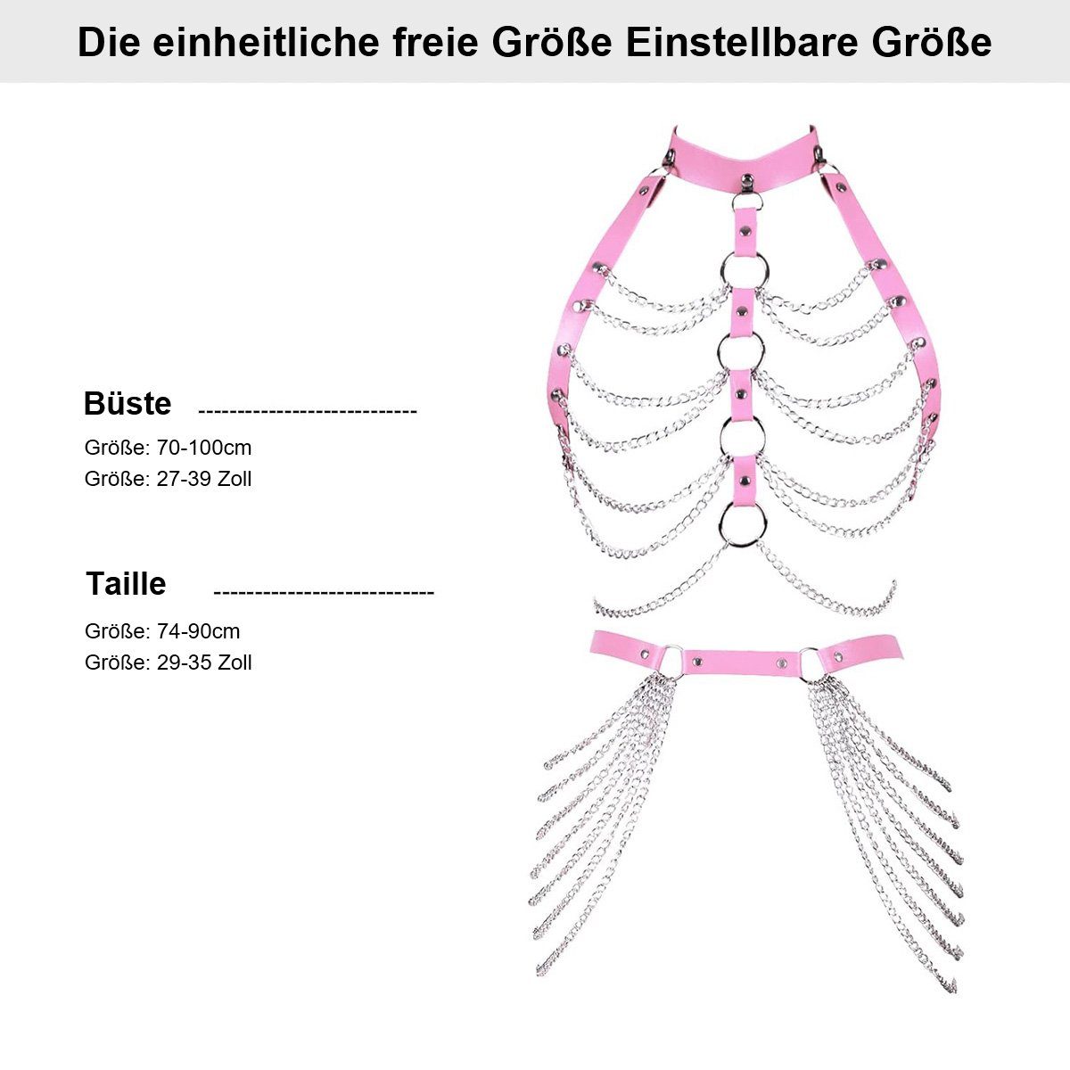 götäzer Kettengürtel Punk Clothing Halter Collar Accessories Harajuku Goth Underwear Stilvolles Zubehör für den punkigen Look - Halsschmuck und Unterwäsche