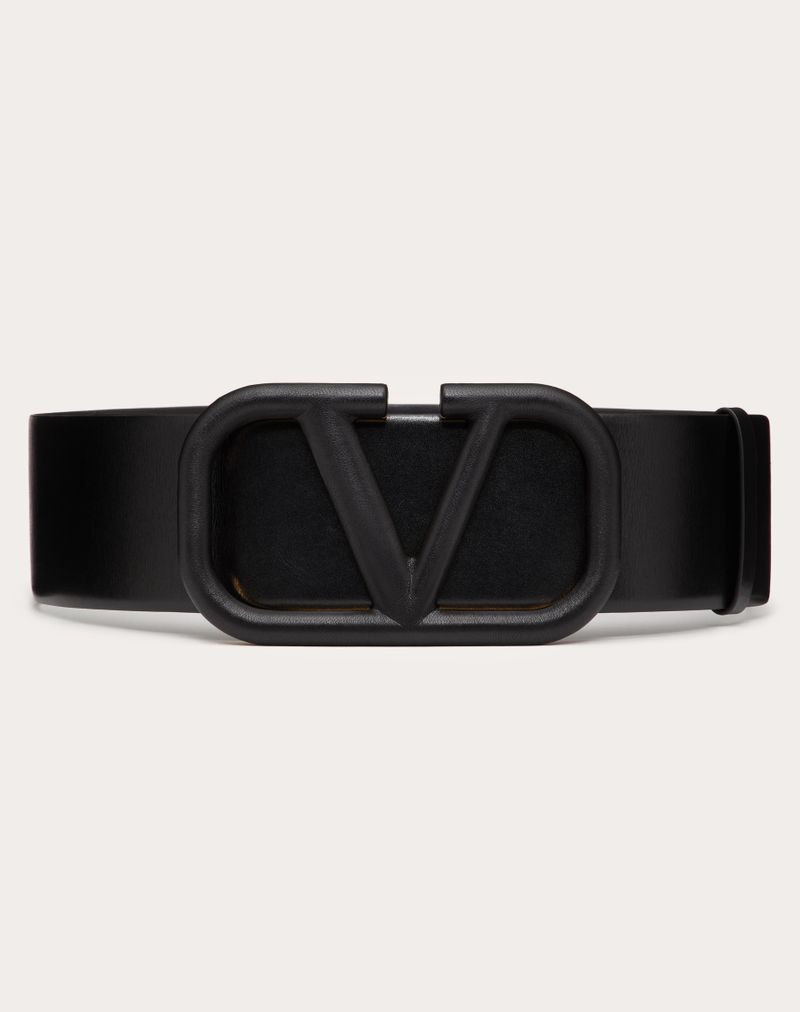 Vlogo Signature bælte i skinnende kalveskind 70 mm