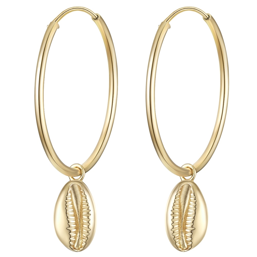Glanzstücke München Créoles en argent Coquillage Argent sterling en Or jaune Boucles d'oreilles