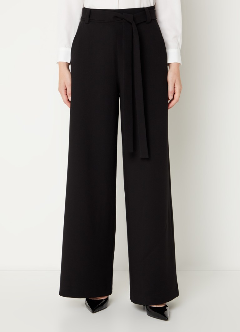 French Connection Whisper high waist wide leg palazzo trousers with drawstring