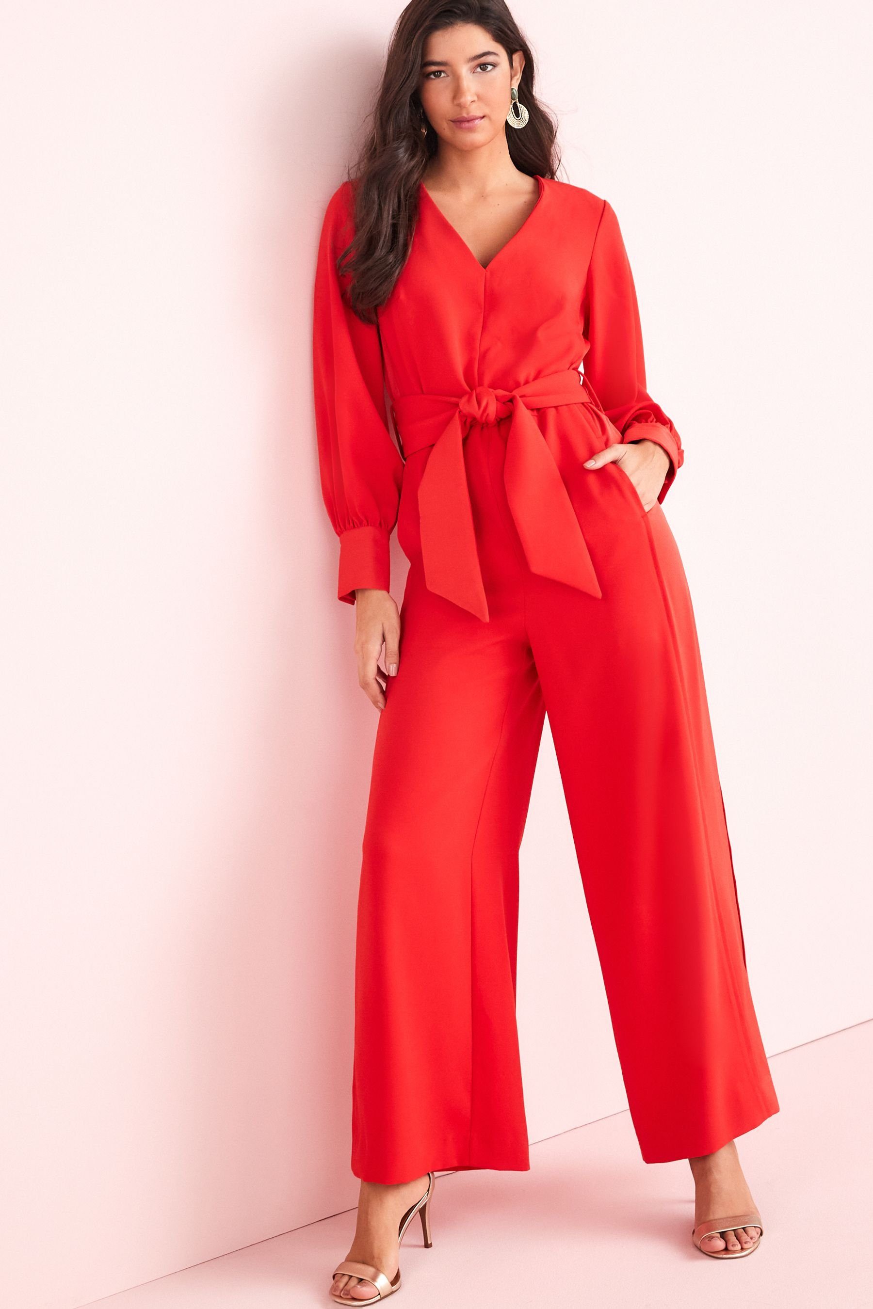 Next Jumpsuit Jumpsuit mit Gürtel und weitem Beinschnitt (1-tlg)
