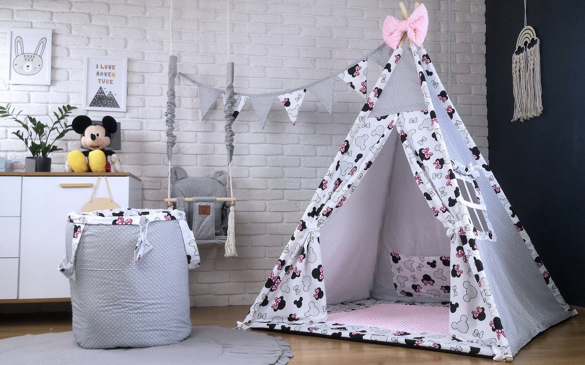 Pamek Tipi-Zelt Tipi Tiere-Team Spielzelt Komplett SET mit Kissen, Personen: 1 (7 tlg)