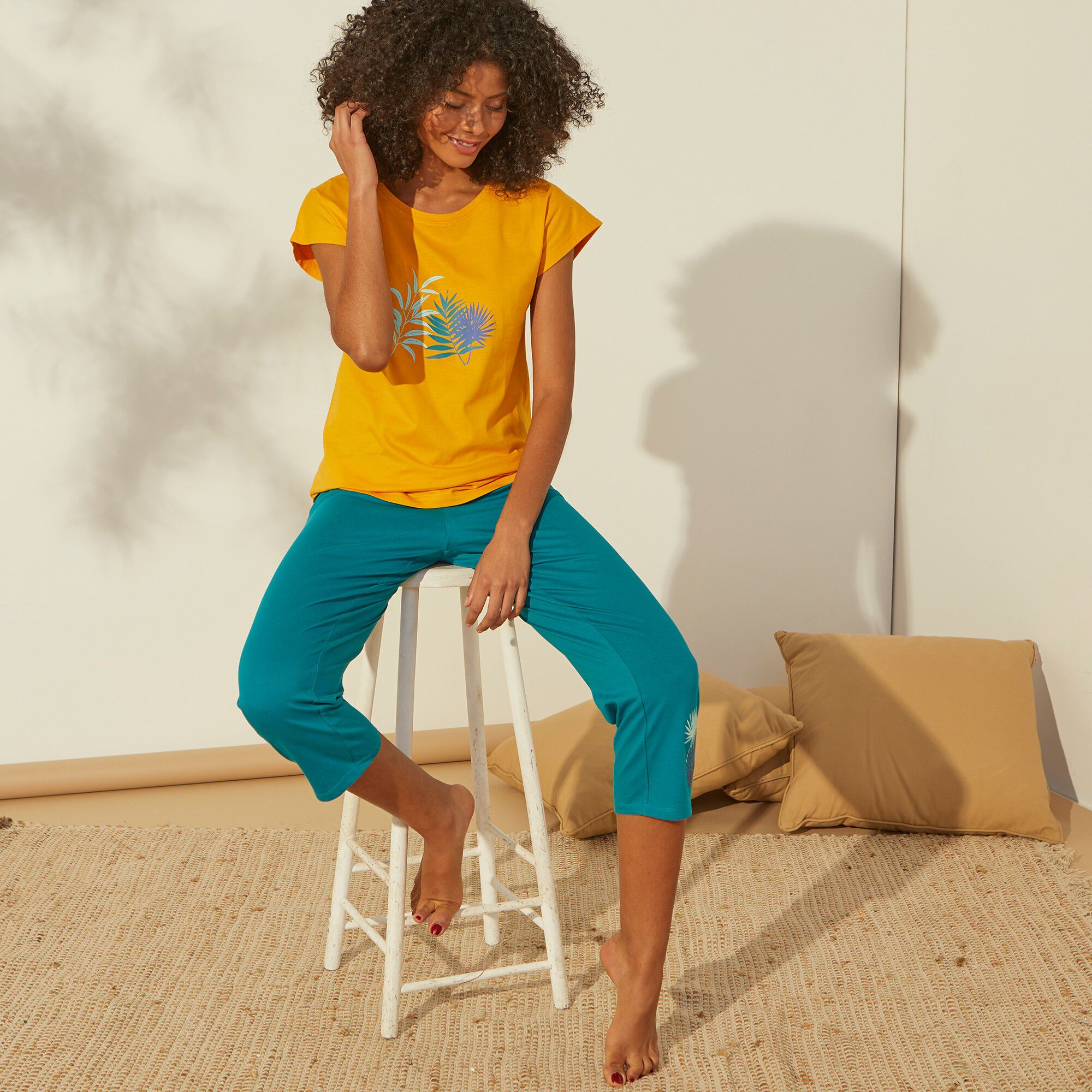 Tee-shirt de pyjama en coton manches courtes